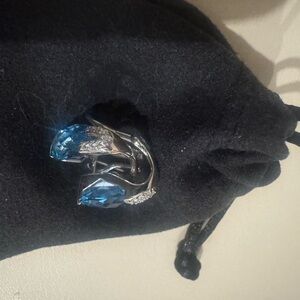 Elegant Blue Topaz snd Diamond Earrings